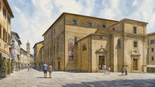 Città di Castello: Renaissance Art, Burri and Living Crafts 9 Original documentary watercolour showing Cathedral Museum in its Citta di Castello urban or landscape context