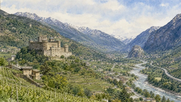 Castles and vineyards along the Dora Baltea