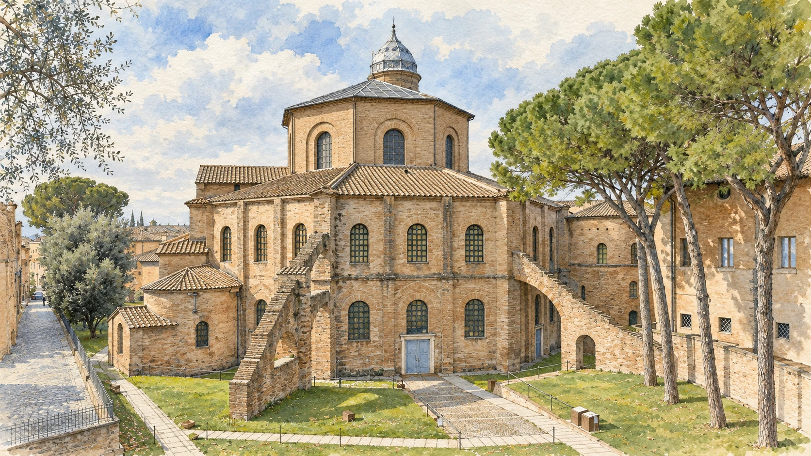 Watercolour: Ravenna establishing view