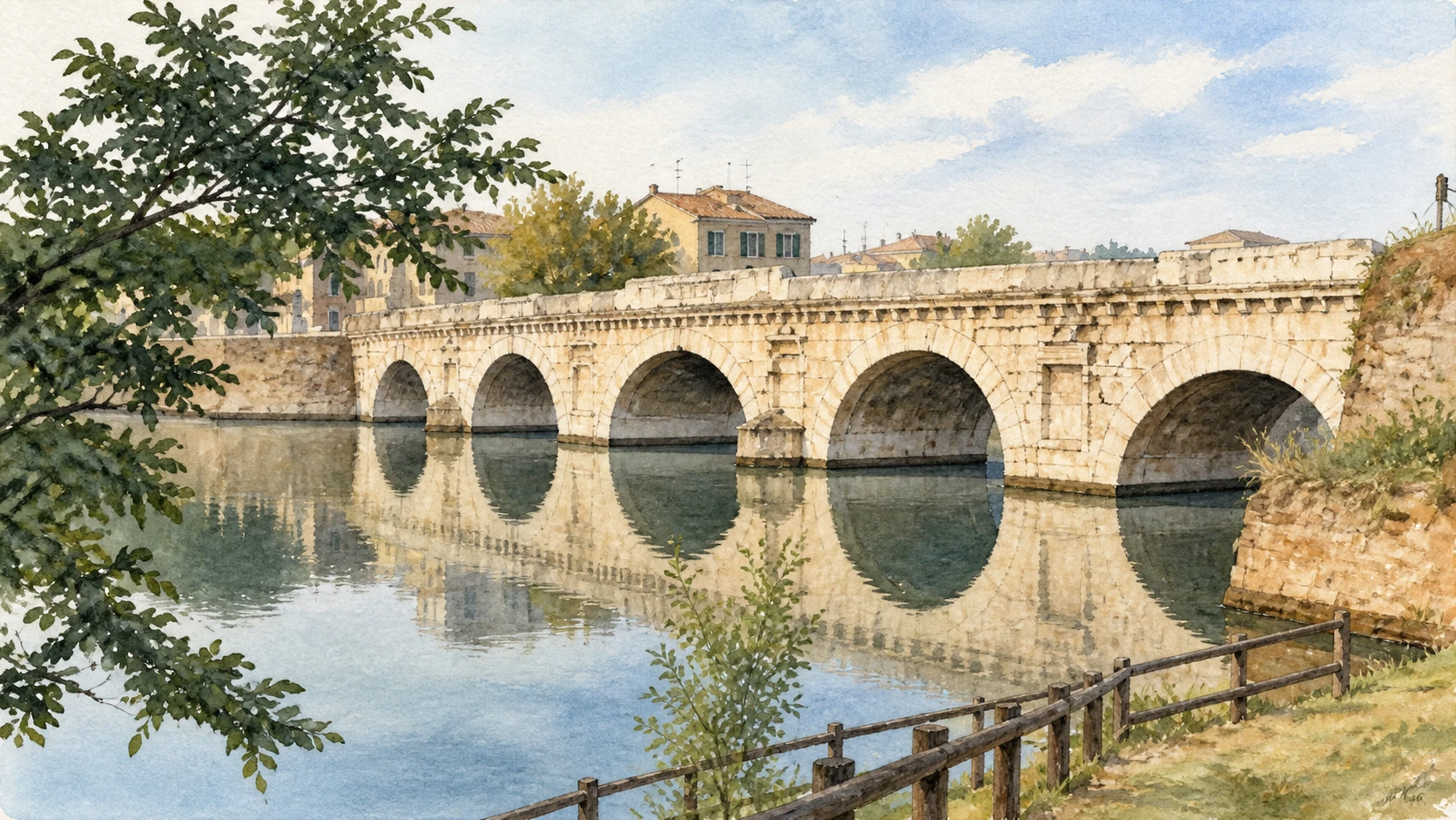 Watercolour: Rimini establishing view