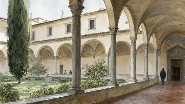 Original documentary watercolour of the Sant'Antonino cloister at San Marco
