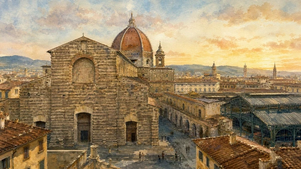 Documentary watercolour for San Lorenzo and Via Larga
