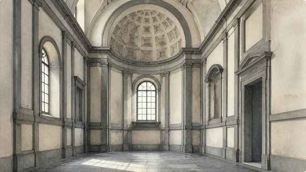 Original documentary watercolour study of the New Sacristy's architecture without figurative reproduction