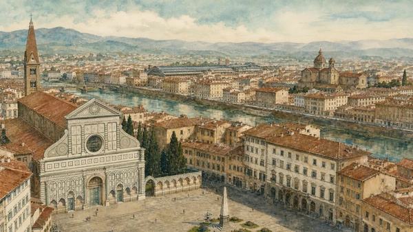 Documentary watercolour for Santa Maria Novella and Ognissanti