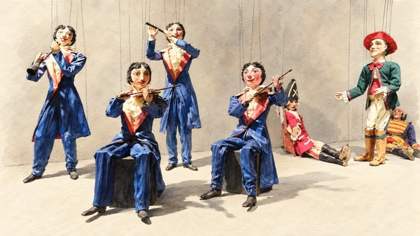 Watercolour: Cividale Centro Vittorio Podrecca Maria Signorelli actual puppet museum display