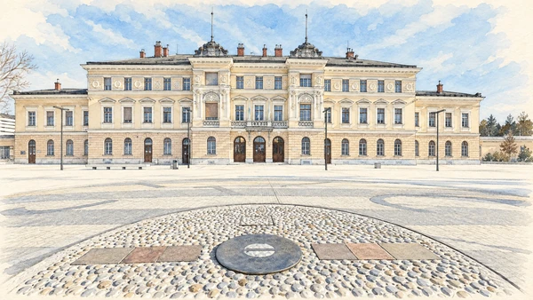 Watercolour: Renewed Transalpina Europe Square and Nova Gorica railway station in 2025