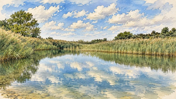 Watercolour: Portonovo’s coastal lagoons