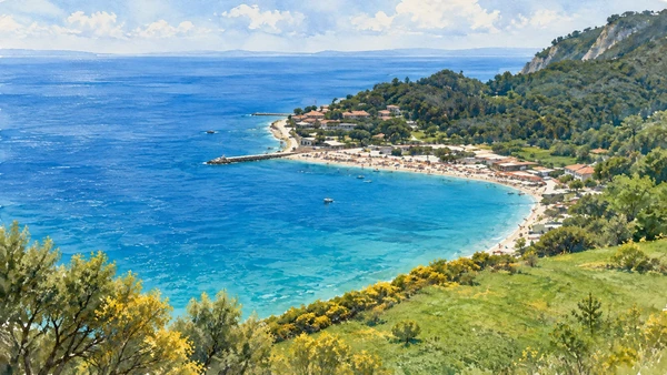 Watercolour: Portonovo bay