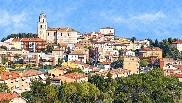 Watercolour: Sirolo above the sea
