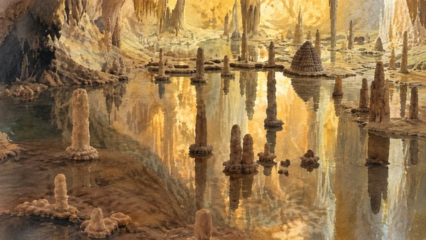 Watercolour: The Frasassi cave system