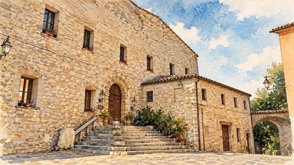 Watercolour: Exterior entrance of Museo di Genga Arte Storia Territorio