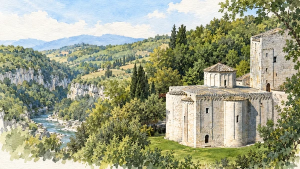 Watercolour: Abbey of San Vittore delle Chiuse