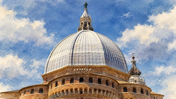 Watercolour: The dome and the fortified exterior