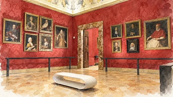 Watercolour: A civic museum gallery at Palazzo Buonaccorsi