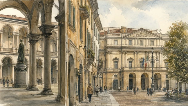 Documentary watercolour for Brera, La Scala and the Enlightenment City