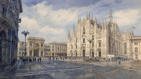 Documentary watercolour for Duomo, Galleria and the Civic Centre