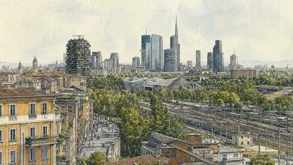 Documentary watercolour for Porta Nuova, Isola and the Railway Metropolis