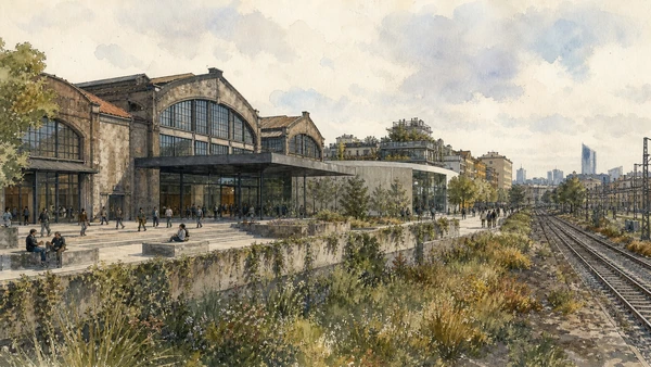 Documentary watercolour for Tortona, MUDEC and Industrial Memory