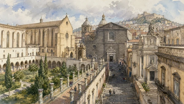 Documentary watercolour for Santa Chiara, Gesù Nuovo and Sansevero Chapel