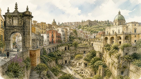 Documentary watercolour for Rione Sanità and the Catacombs