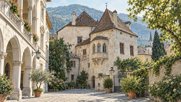 Merano / Meran — A documented guide 4 Watercolour: The small Prince’s Castle with steep roofs and projecting windows.