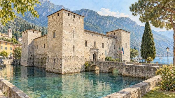 Riva del Garda and Northern Garda — A documented guide 4 Watercolour: The moated Rocca beside the lake.