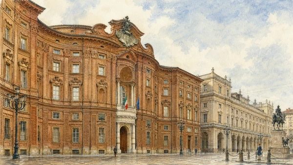 Documentary watercolour for Palazzo Carignano and the Risorgimento City