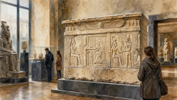 Original documentary watercolour of Mensa Isiaca and early Egyptian taste in Turin in Turin · Piedmont, showing accurate architecture, landscape, people and present-day use