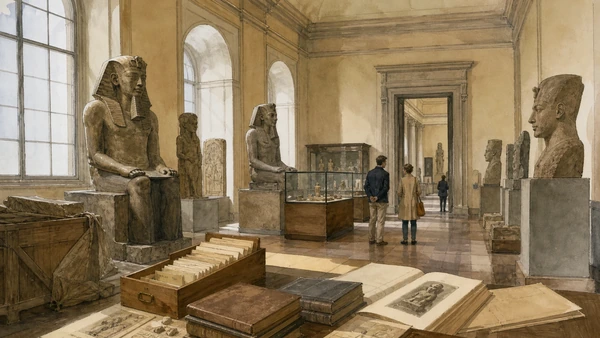 Original documentary watercolour of 1824 and the museum's foundation: acquisition before public narrative in Turin · Piedmont, showing accurate architecture, landscape, people and present-day use
