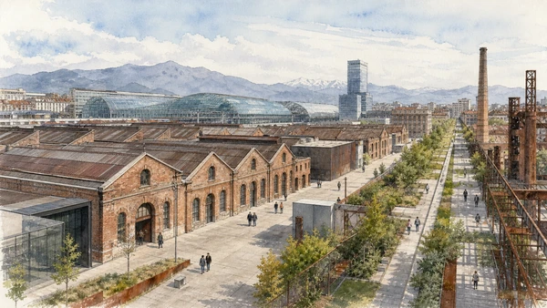 Documentary watercolour for OGR, Porta Susa and Contemporary Turin