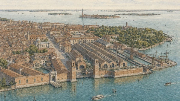 Documentary watercolour for Castello, the Arsenale and the Biennale